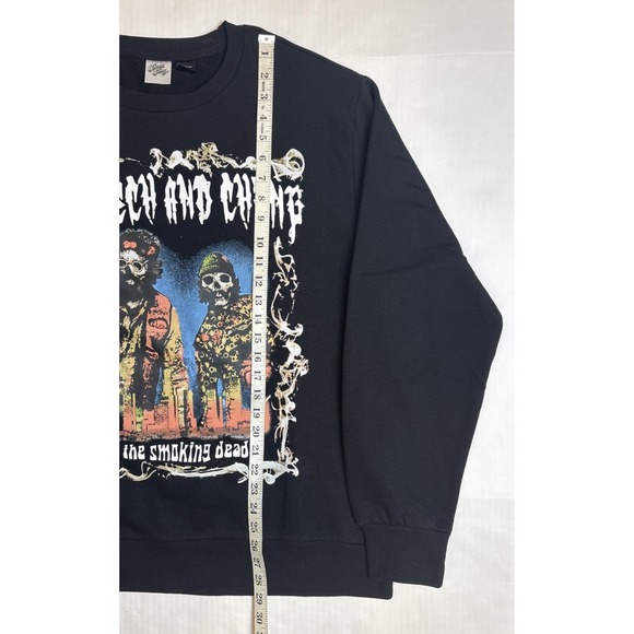 Cheech And Chong The Smoking Dead Crewneck Graphic Print All Black Mens Large - Picture 3 of 7